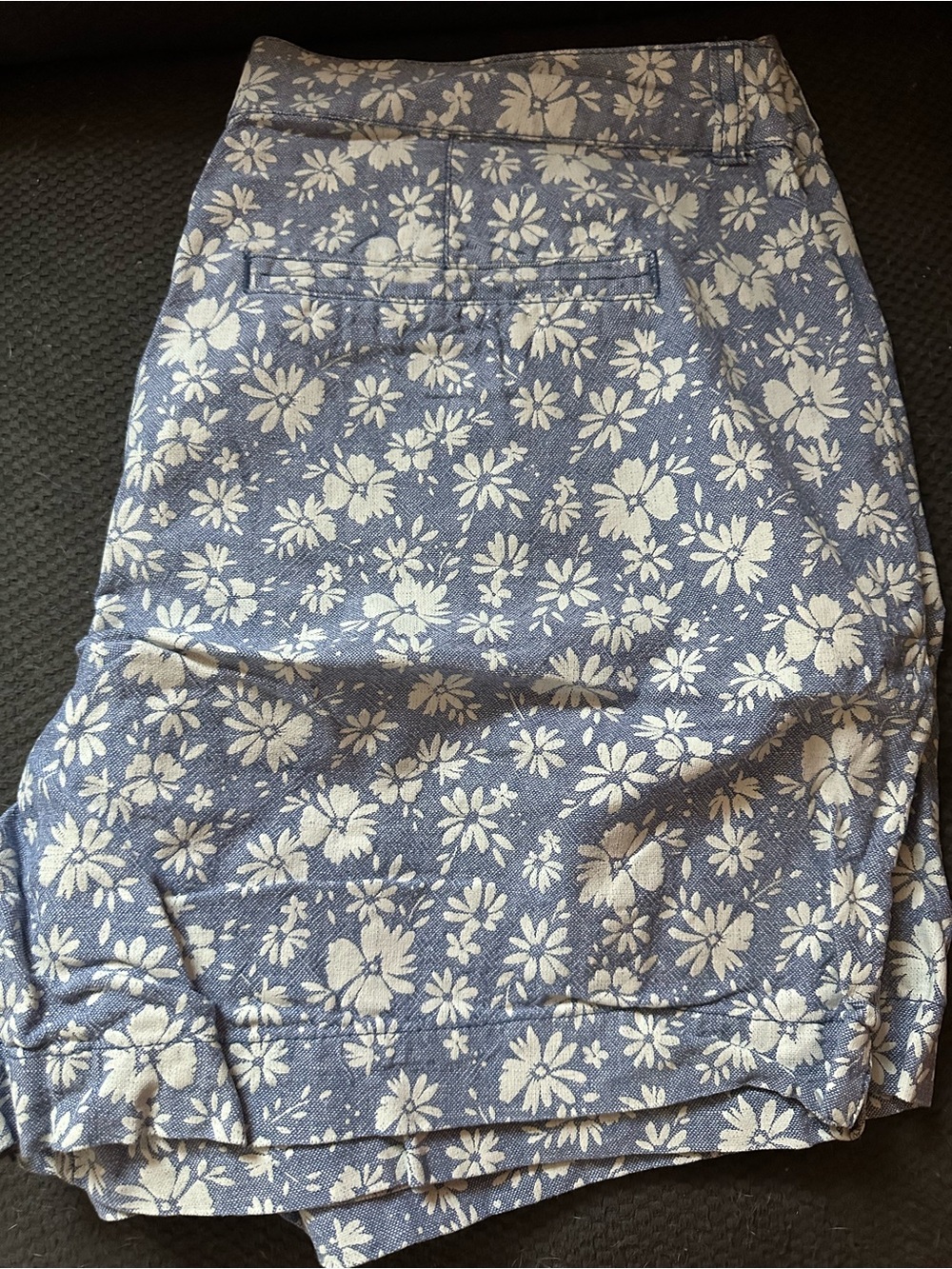 Blue Floral shorts with White Daisy Print